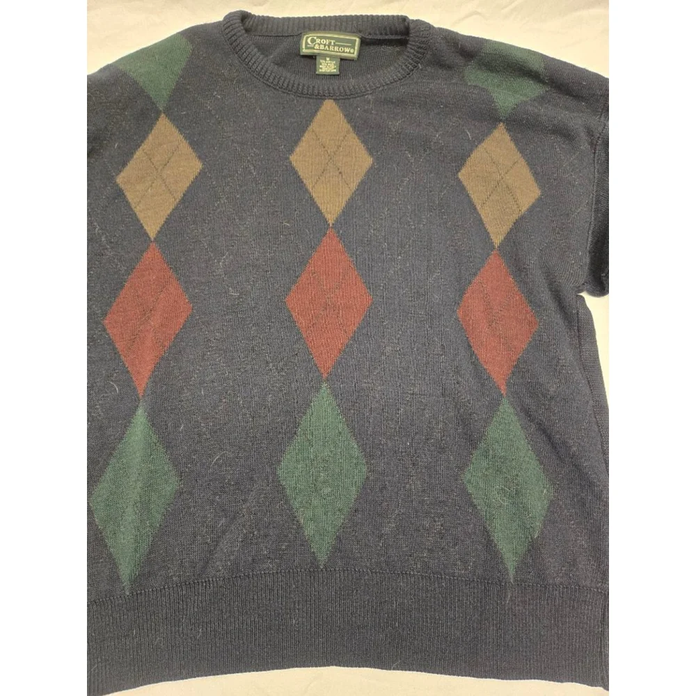 Navy Croft & Barrow Men's Argyle Sweater Size M